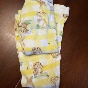 Burt's Bees Yellow and White Bunny Flannel Pajama Set